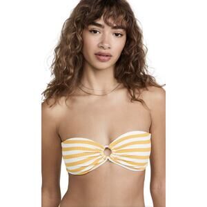 NWT FAITHFULL THE BRAND Swim Malady Bikini Top Striped Yellow Size Small 4 New